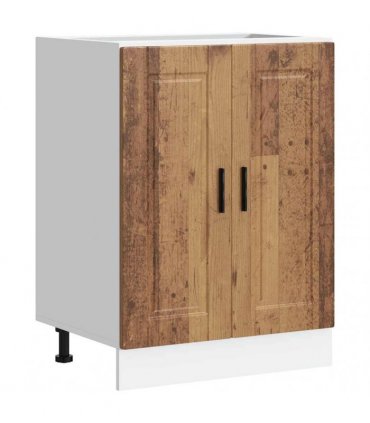 vidaXL Kitchen Base Cabinet Porto Old Wood Engineered Wood — Size: 60 x 46 x 81.5 cm, Model: 1x bottom cabinet (2 doors)
