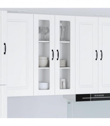 vidaXL Wall Glass Cabinet PORTO White 60 x 31 x 100 cm Engineered Wood — Model: 1x wall glass cabinet (2 doors)