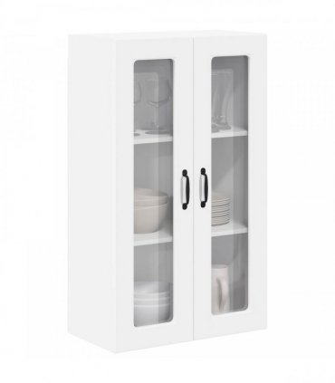 vidaXL Wall Glass Cabinet PORTO White 60 x 31 x 100 cm Engineered Wood — Model: 1x wall glass cabinet (2 doors)