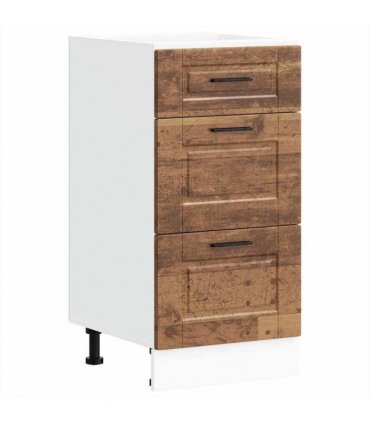 vidaXL Kitchen Base Cabinet Porto Old Wood Engineered Wood — Size: 40 x 46 x 81.5 cm, Model: 1x bottom cabinet (3 drawers)