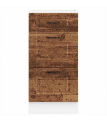 vidaXL Kitchen Base Cabinet Porto Old Wood Engineered Wood — Size: 40 x 46 x 81.5 cm, Model: 1x bottom cabinet (3 drawers)