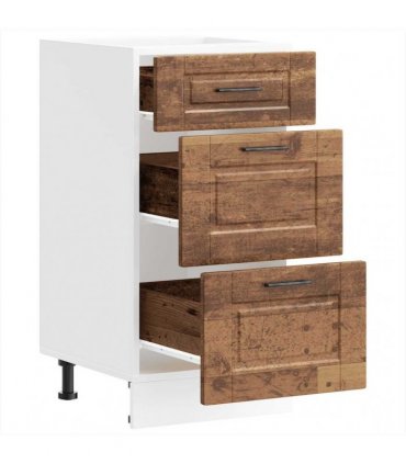 vidaXL Kitchen Base Cabinet Porto Old Wood Engineered Wood — Size: 40 x 46 x 81.5 cm, Model: 1x bottom cabinet (3 drawers)