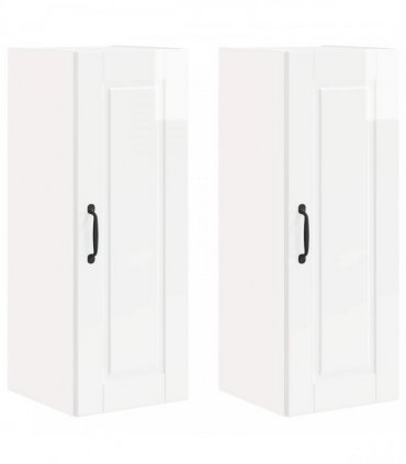 vidaXL Wall Cabinet PORTO 2 pcs High Gloss White 30 x 31 x 80 cm — Model: 2x wall cabinet (1 door)
