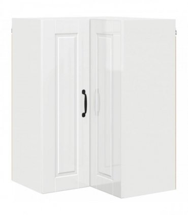 vidaXL Wall Corner Cabinet PORTO High Gloss White 57 x 57 x 80 cm — Model: 1x wall corner cabinet