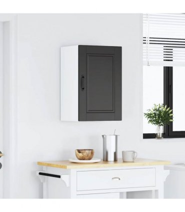 vidaXL Kitchen Wall Cabinet Porto Black Engineered Wood — Size: 40 x 31 x 60 cm, Model: 1x wall cabinet (1 door)