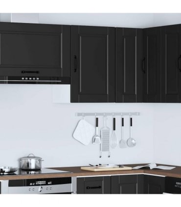 vidaXL Kitchen Wall Cabinet Porto Black Engineered Wood — Size: 40 x 31 x 60 cm, Model: 1x wall cabinet (1 door)