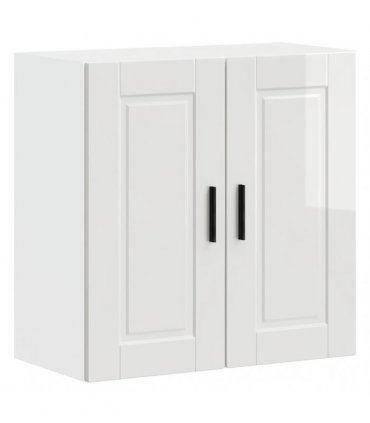 vidaXL Kitchen Wall Cabinet Porto High Gloss White Engineered Wood — Size: 60 x 31 x 60 cm, Model: 1x wall cabinet (2 doors)
