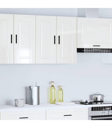 vidaXL Kitchen Wall Cabinet Porto High Gloss White Engineered Wood — Size: 60 x 31 x 60 cm, Model: 1x wall cabinet (2 doors)