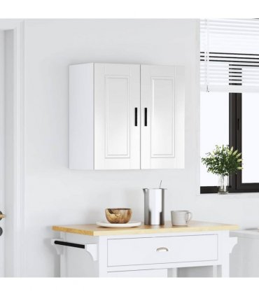 vidaXL Kitchen Wall Cabinet Porto High Gloss White Engineered Wood — Size: 60 x 31 x 60 cm, Model: 1x wall cabinet (2 doors)