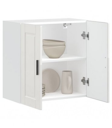 vidaXL Kitchen Wall Cabinet Porto High Gloss White Engineered Wood — Size: 60 x 31 x 60 cm, Model: 1x wall cabinet (2 doors)
