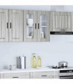 vidaXL Kitchen Wall Cabinet with Glass Door Porto Grey Sonoma — Size: 60 x 31 x 60 cm, Model: 1x wall glass cabinet (2 doors)