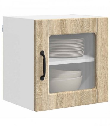 vidaXL Wall Glass Cabinet PORTO 2 pcs Sonoma Oak 40 x 31 x 40 cm — Model: 2x wall glass cabinet (1 door)