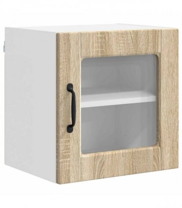 vidaXL Wall Glass Cabinet PORTO 2 pcs Sonoma Oak 40 x 31 x 40 cm — Model: 2x wall glass cabinet (1 door)
