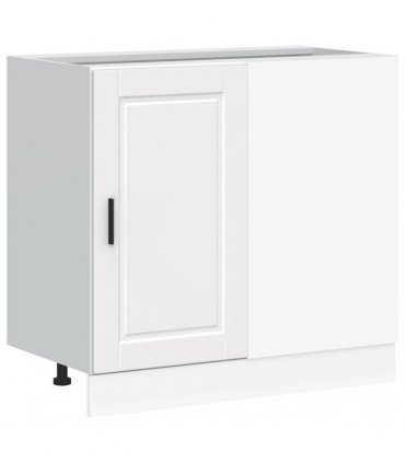 vidaXL Kitchen Base Cabinet Porto White Engineered Wood — Size: 86 x 46 x 81.5 cm, Model: 1x corner bottom cabinet (1 door)