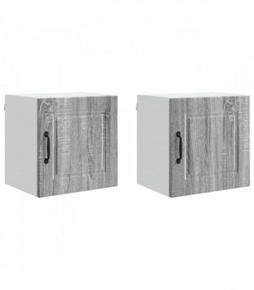 vidaXL Wall Cabinet PORTO 2 pcs Grey Sonoma 40 x 31 x 40 cm — Model: 2x wall cabinet (1 door)