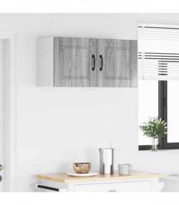 vidaXL Wall Cabinet PORTO 2 pcs Grey Sonoma 40 x 31 x 40 cm — Model: 2x wall cabinet (1 door)