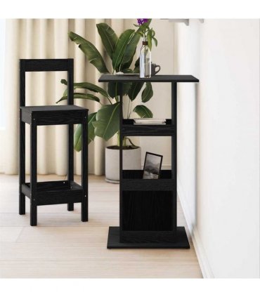 vidaXL Bar Table with Shelf Black Oak 60 x 60 x 100 cm Engineered Wood