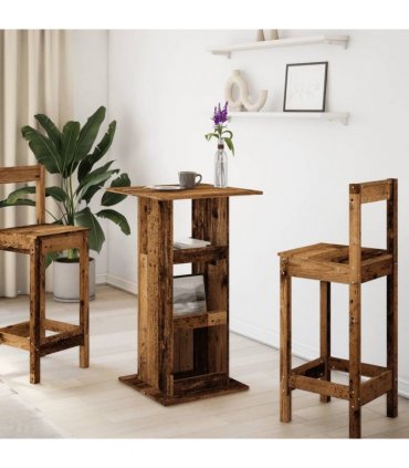 vidaXL Bar Table with Storage Old Wood 60x60x102 cm Engineered Wood