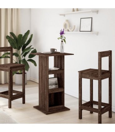 vidaXL Bar Table with Storage Brown Oak 60x60x102 cm Engineered Wood