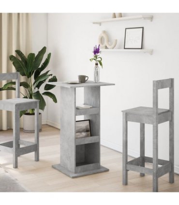 vidaXL Bar Table with Storage Concrete Grey 60x60x102 cm Engineered Wood