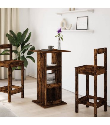 vidaXL Bar Table with Storage Smoked Oak 60x60x102 cm Engineered Wood
