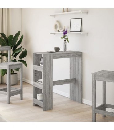 vidaXL Bar Table with Racks Grey Sonoma 90x40x103.5 cm Engineered Wood