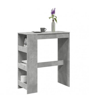 vidaXL Bar Table with Racks Concrete Grey 90x40x103.5 cm Engineered Wood