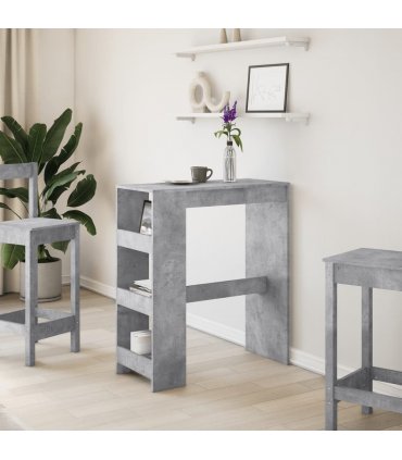 vidaXL Bar Table with Racks Concrete Grey 90x40x103.5 cm Engineered Wood