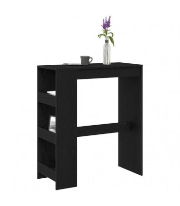 vidaXL Bar Table with Racks Black Oak 90x40x103.5 cm Engineered Wood