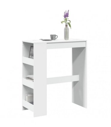 vidaXL Bar Table with Racks White 90x40x103.5 cm Engineered Wood