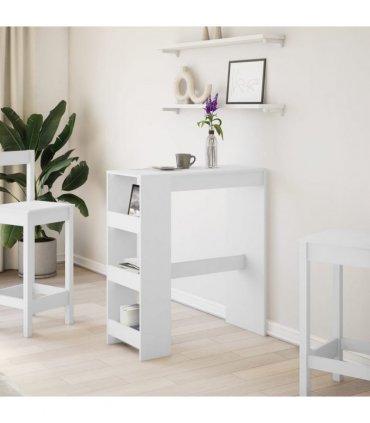 vidaXL Bar Table with Racks White 90x40x103.5 cm Engineered Wood