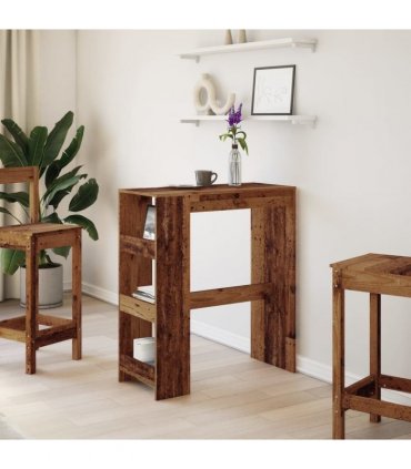 vidaXL Bar Table with Racks Old Wood 90x40x103.5 cm Engineered Wood
