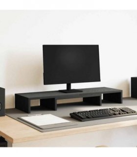 vidaXL Monitor Stand Riser Adjustable Black Oak 80x24x10.5 cm — Size: 80 x 24 x 10.5 cm