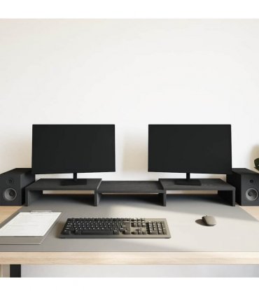 vidaXL Monitor Stand Riser Adjustable Black Oak 80x24x10.5 cm — Size: 80 x 24 x 10.5 cm