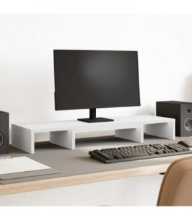 vidaXL Monitor Stand Riser Adjustable White 80x24x10.5 cm Engineered Wood — Size: 80 x 24 x 10.5 cm