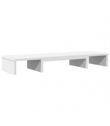 vidaXL Monitor Stand Riser Adjustable White 80x24x10.5 cm Engineered Wood — Size: 80 x 24 x 10.5 cm