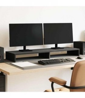 vidaXL Monitor Stand Black Oak 100x27x10 cm Engineered Wood