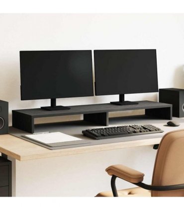 vidaXL Monitor Stand Black Oak 100x27x10 cm Engineered Wood