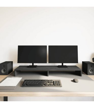vidaXL Monitor Stand Black Oak 100x27x10 cm Engineered Wood