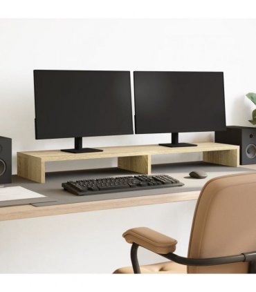 vidaXL Monitor Stand Sonoma Oak 100x27x10 cm Engineered Wood