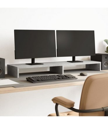 vidaXL Monitor Stand Concrete Grey 100x27x10 cm Engineered Wood