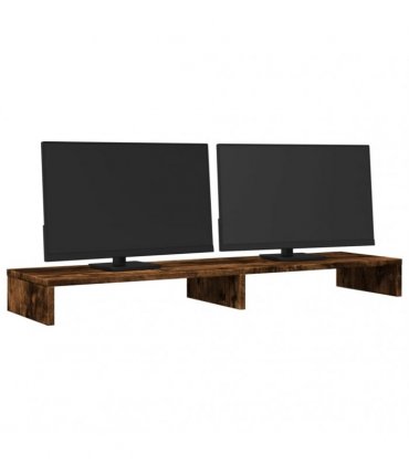 vidaXL Monitor Stand Smoked Oak 100x27x10 cm Engineered Wood