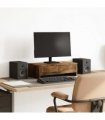 vidaXL Monitor Stand with Drawers Smoked Oak 50x27x15 cm Engineered Wood — Size: 50 x 27 x 15 cm