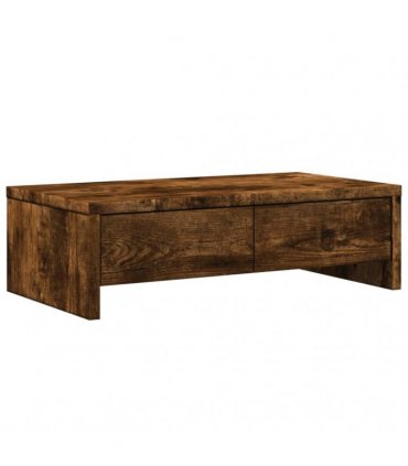 vidaXL Monitor Stand with Drawers Smoked Oak 50x27x15 cm Engineered Wood — Size: 50 x 27 x 15 cm