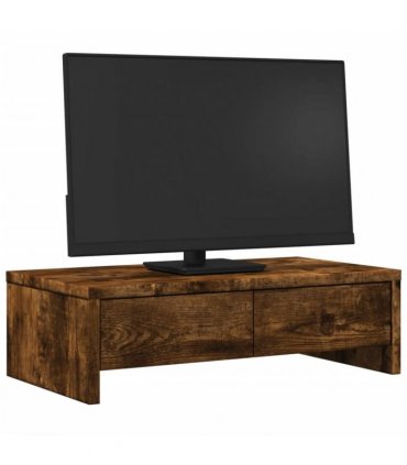 vidaXL Monitor Stand with Drawers Smoked Oak 50x27x15 cm Engineered Wood — Size: 50 x 27 x 15 cm