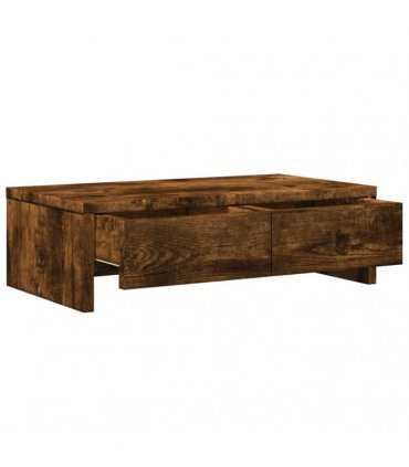 vidaXL Monitor Stand with Drawers Smoked Oak 50x27x15 cm Engineered Wood — Size: 50 x 27 x 15 cm