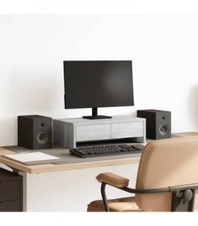vidaXL Monitor Stand with Drawers Grey Sonoma 50x27x15 cm Engineered Wood — Size: 50 x 27 x 15 cm