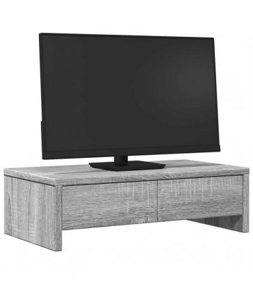 vidaXL Monitor Stand with Drawers Grey Sonoma 50x27x15 cm Engineered Wood — Size: 50 x 27 x 15 cm