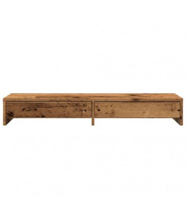 vidaXL Monitor Stand with Drawers Old Wood 100x27x15 cm Engineered Wood — Size: 100 x 27 x 15 cm
