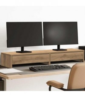 vidaXL Monitor Stand with Drawers Artisian Oak 100x27x15 cm Engineered Wood — Size: 100 x 27 x 15 cm